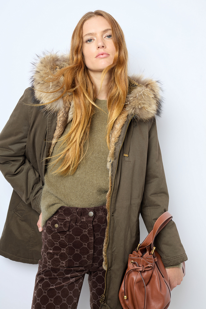 LOUCINE - Хлопковая парка средней длины с капюшоном