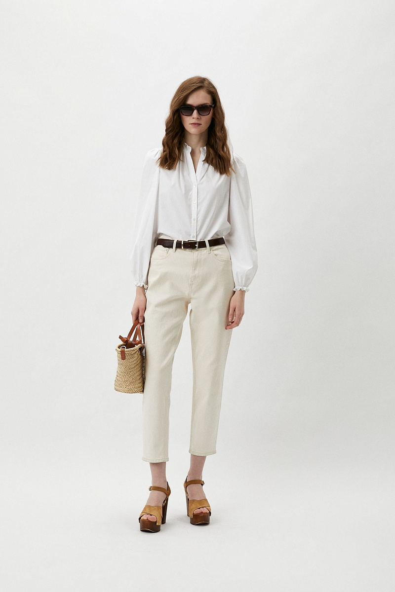 Однотонная блуза из хлопка