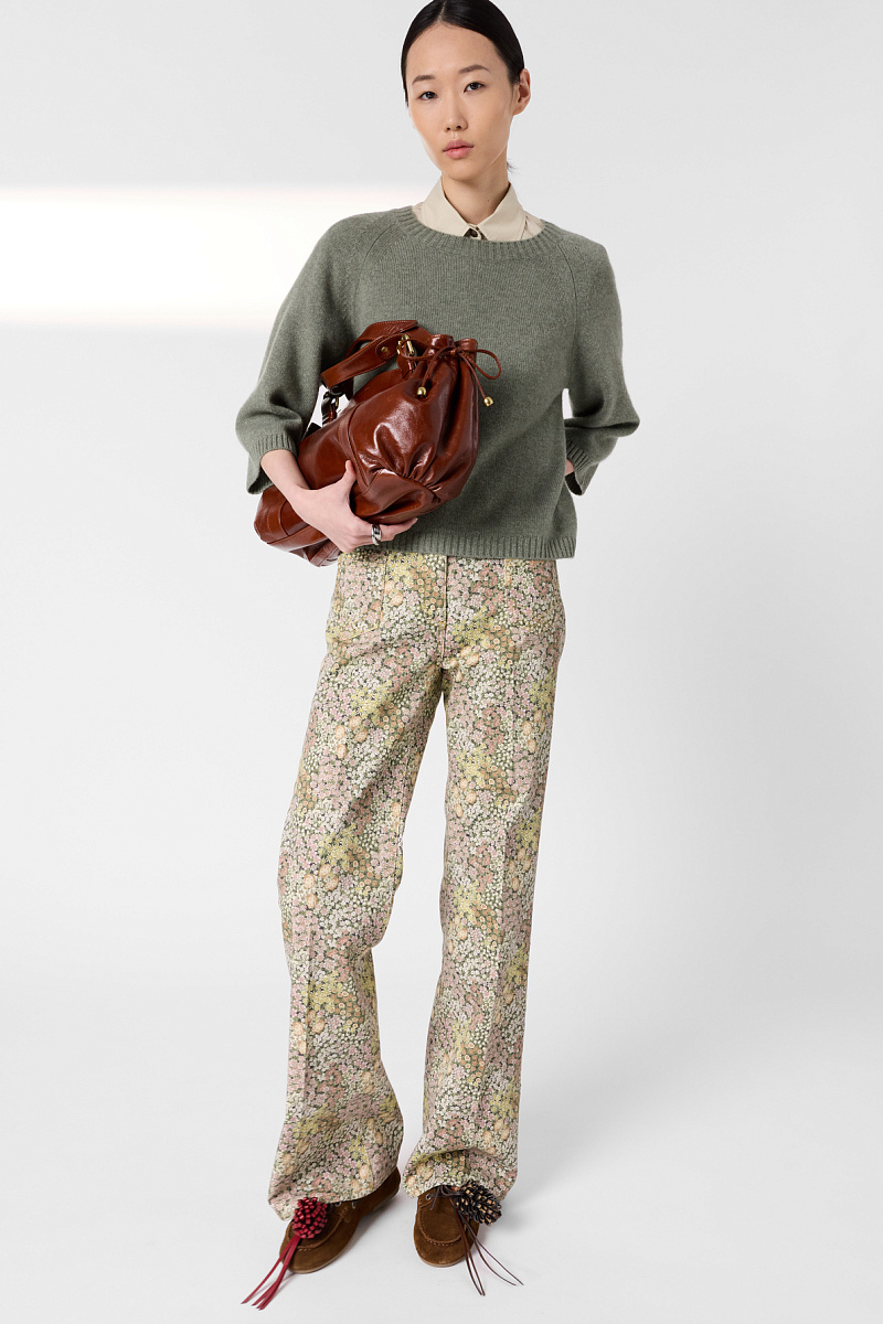 LIVIAH - Свитер с круглым вырезом из кашемира в цвете хаки