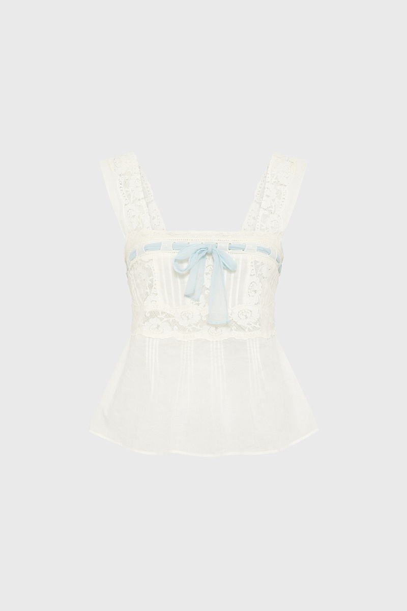 CHAINA - Белый топ с кружевной отделкой