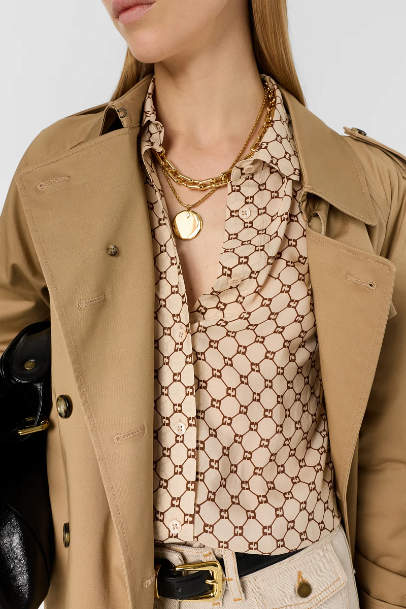 CLARIANE - Бежевая свободная рубашка с монограммой