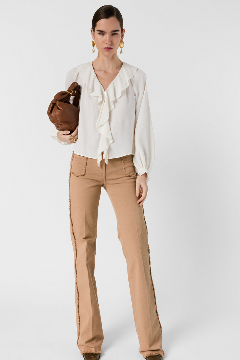 CISANA - Рубашка из крепа с оборками в цвете экрю