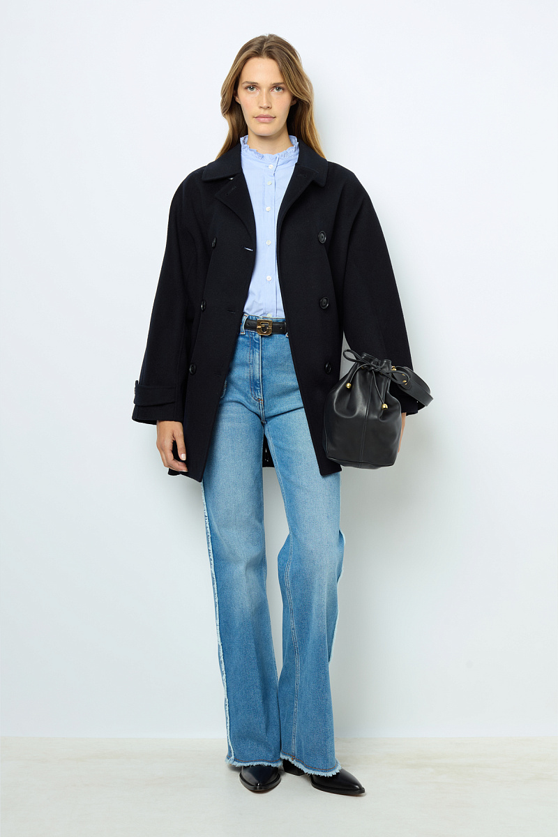 LAURYNN - Пальто в маскулинном стиле из двусторонней смесовой шерсти