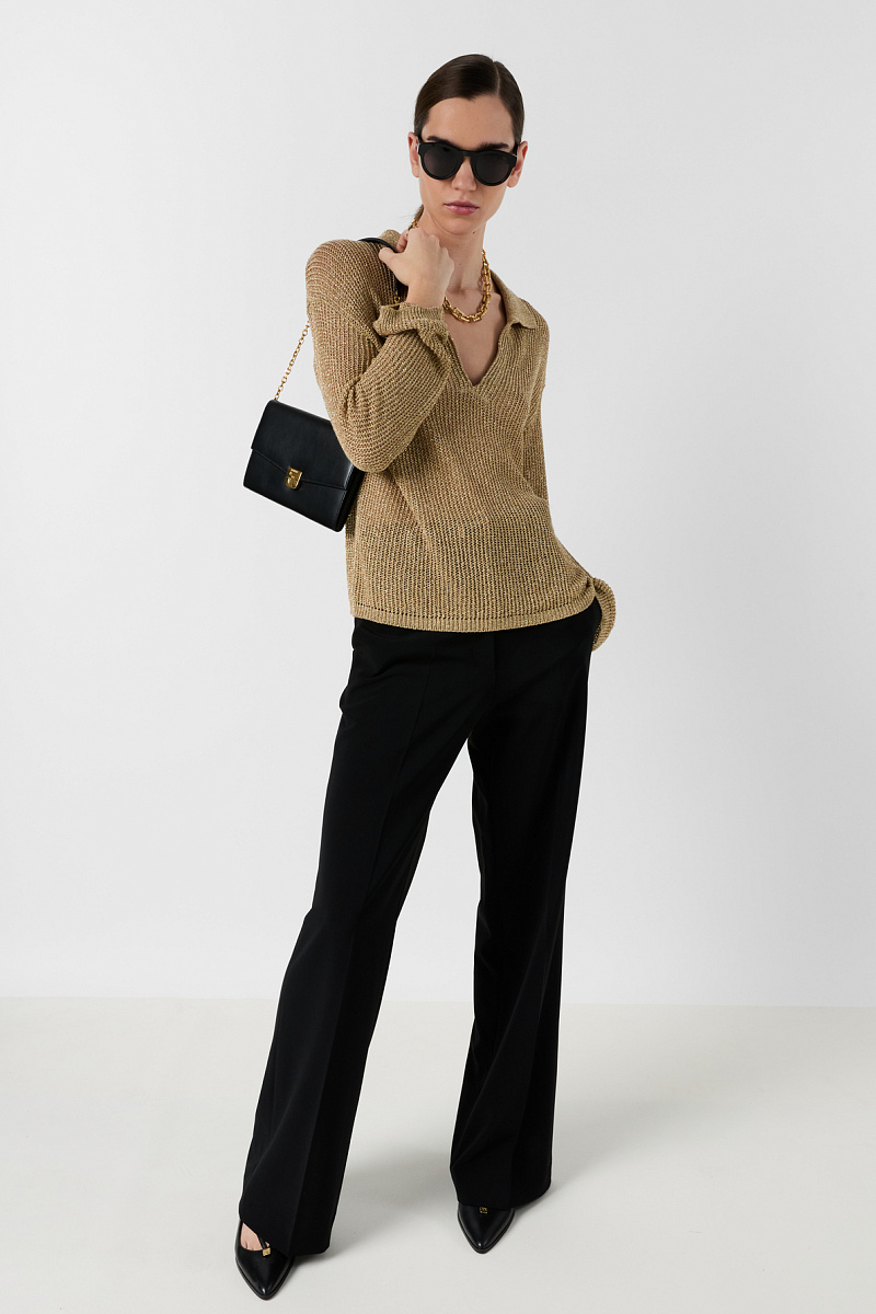 LAILAH - Золотистый вязаный свитер с воротником-поло