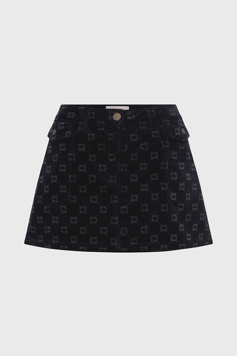 IMMA - Бархатная мини-юбка с монограммой
