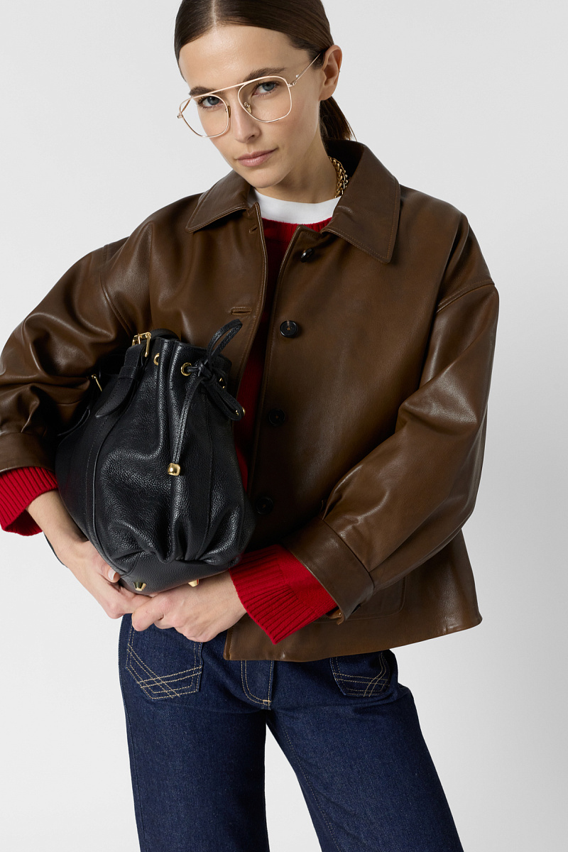 TINAE - Кожаная куртка в винтажном стиле в шоколадном оттенке