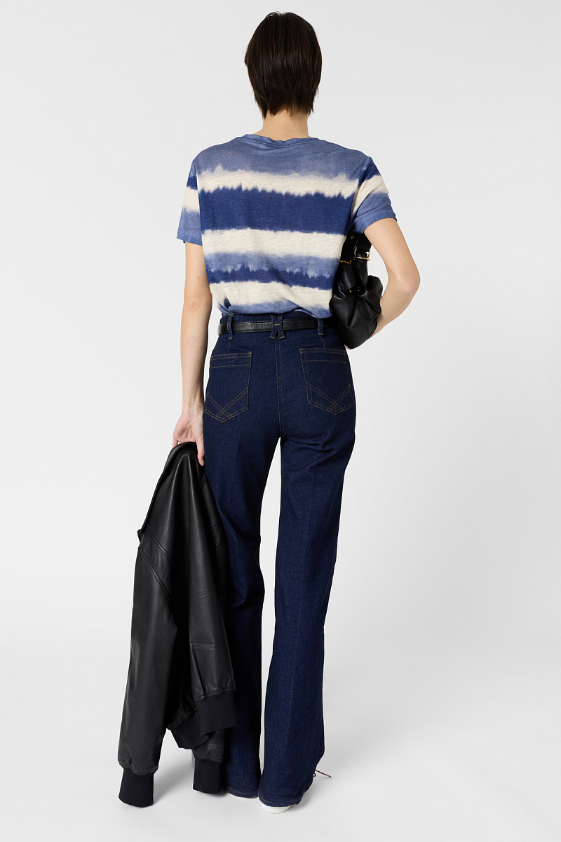 MABINTY - Голубая льняная футболка с эффектом тай-дай