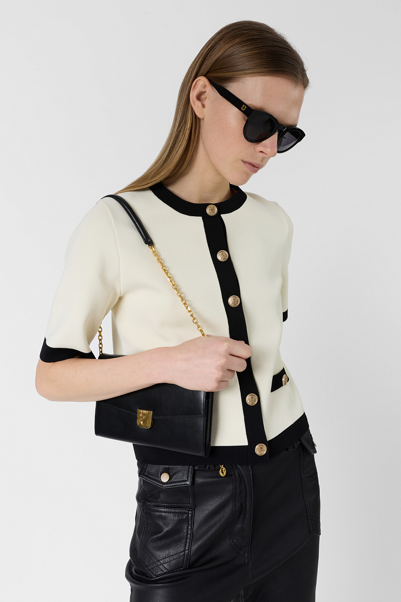 LAILA - Черно-белый вязаный кардиган в ретростиле