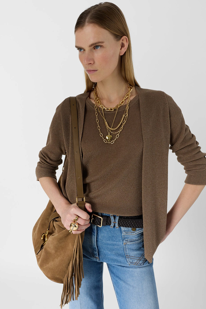 LORINA - Коричневый вязаный кардиган