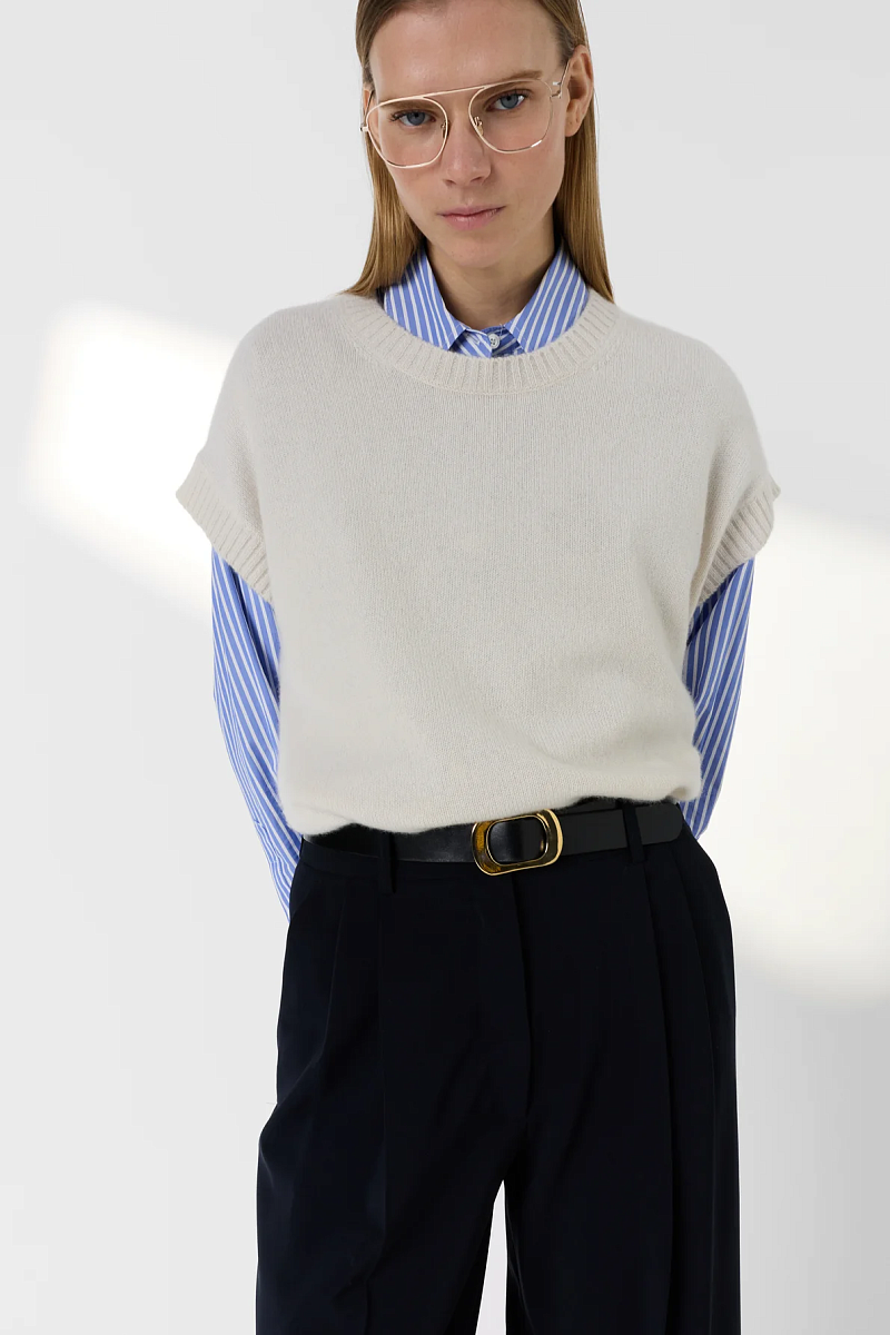 LOHNA - Белый джемпер без рукавов из кашемира