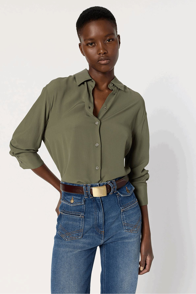 AGATHE - Блуза цвета хаки из мягкой смесовой ткани