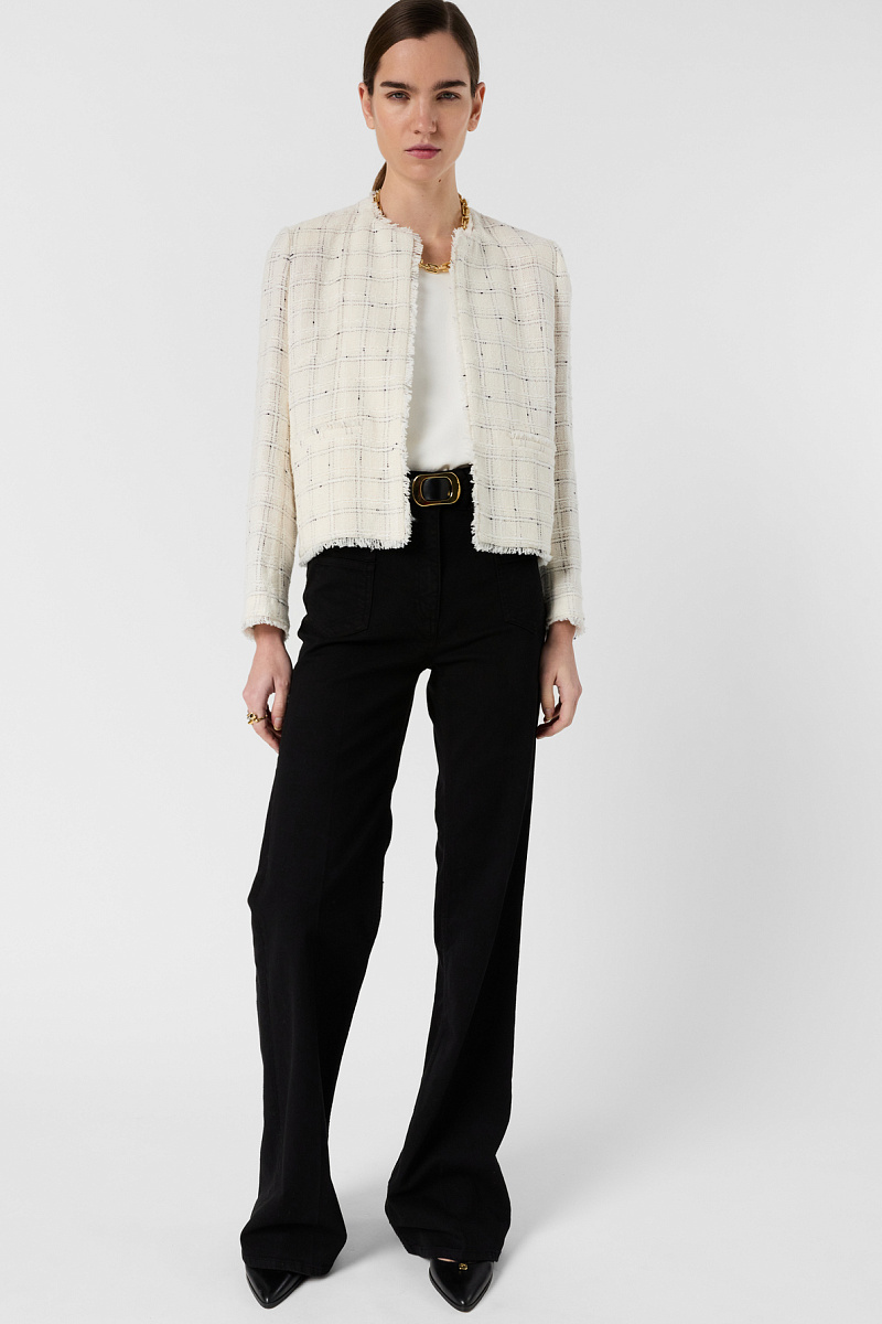 TAISSA - Твидовый жакет с бахромой в оттенке экрю