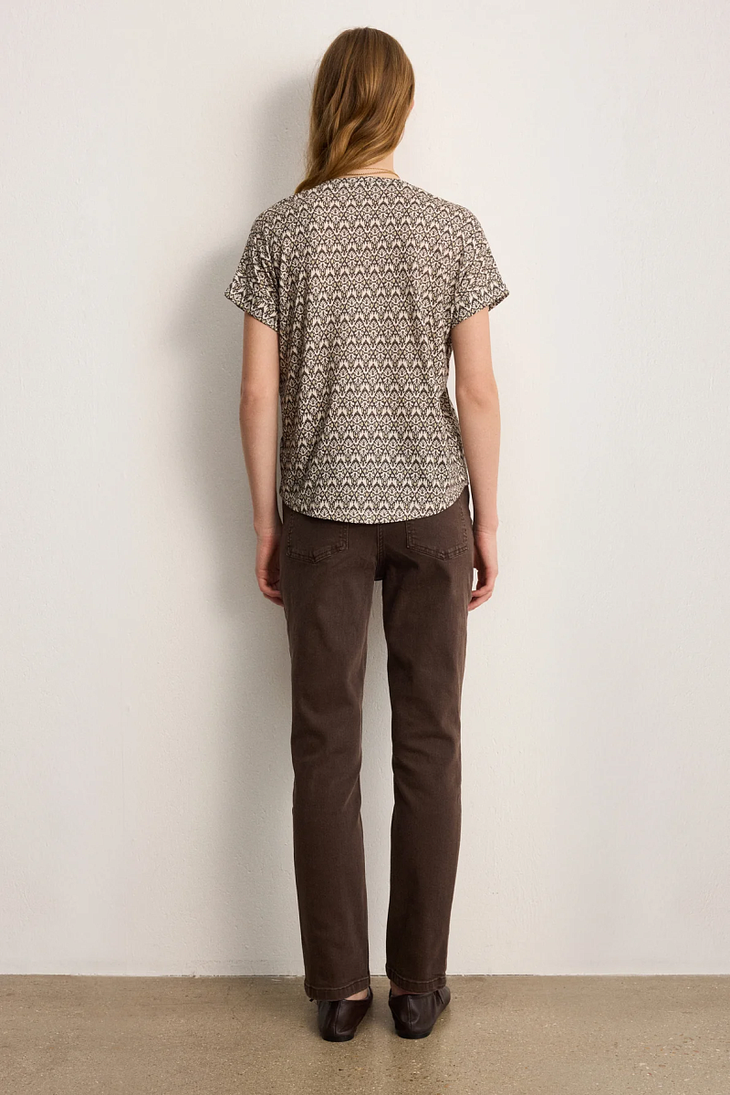 TIALY -Футболка из хлопка с V-образным вырезом и принтом