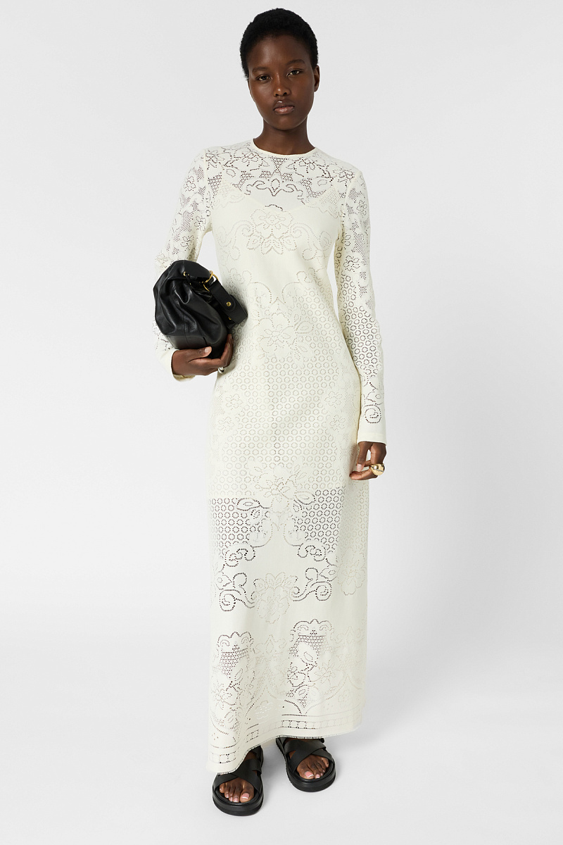 RIYANE - Белое кружевное платье в длине макси
