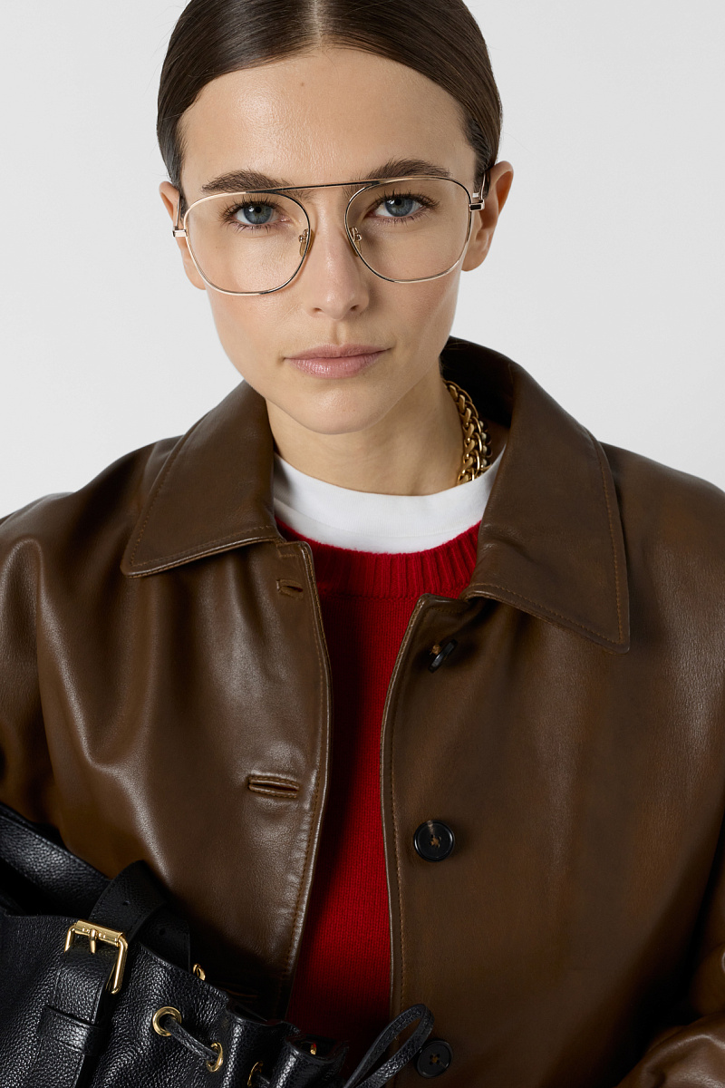 TINAE - Кожаная куртка в винтажном стиле в шоколадном оттенке