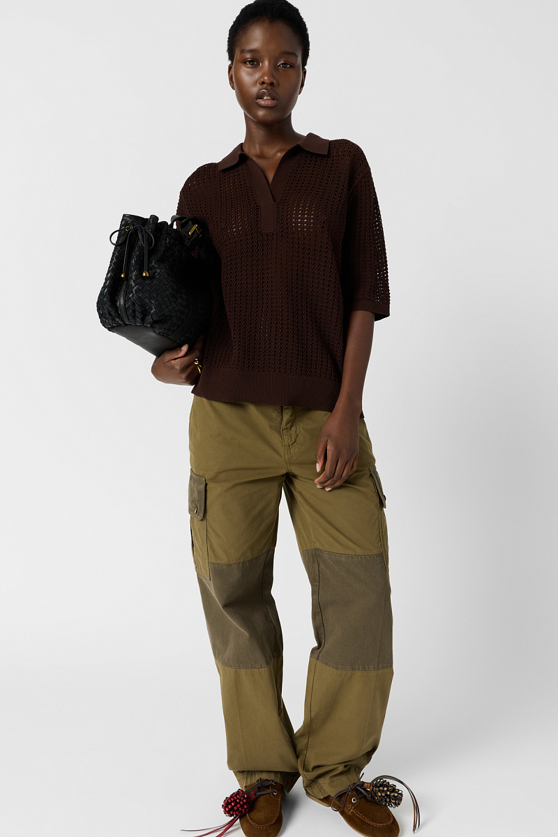 LIANNE - Коричневая ажурная рубашка-поло