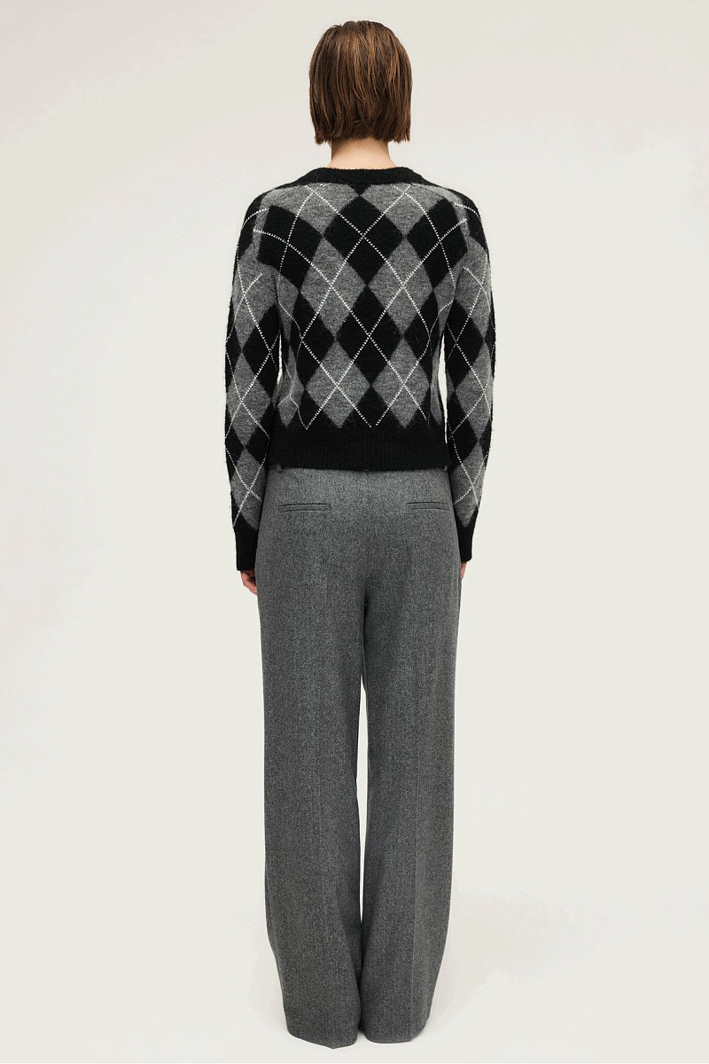 ELEANA - Свободный джемпер с контрастными ромбами