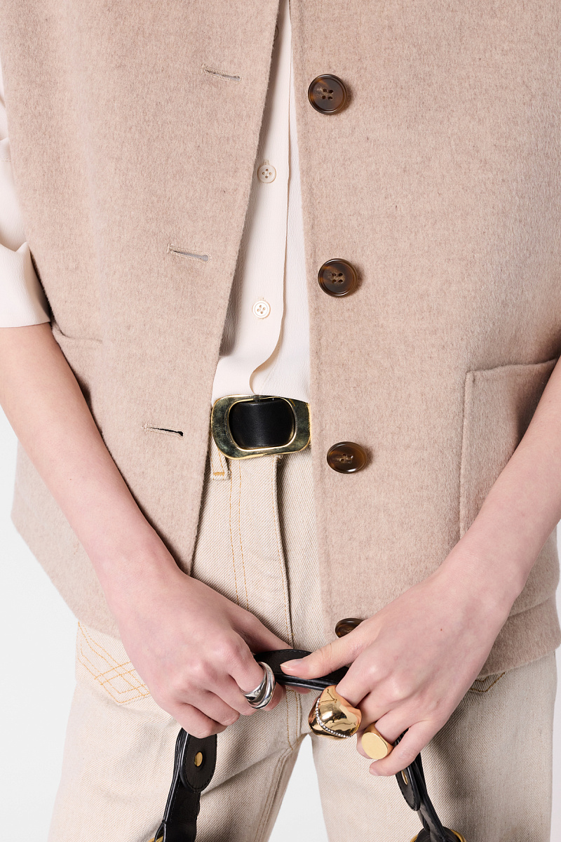 TALMINE - Бежевый жакет без рукавов из тонкой шерсти