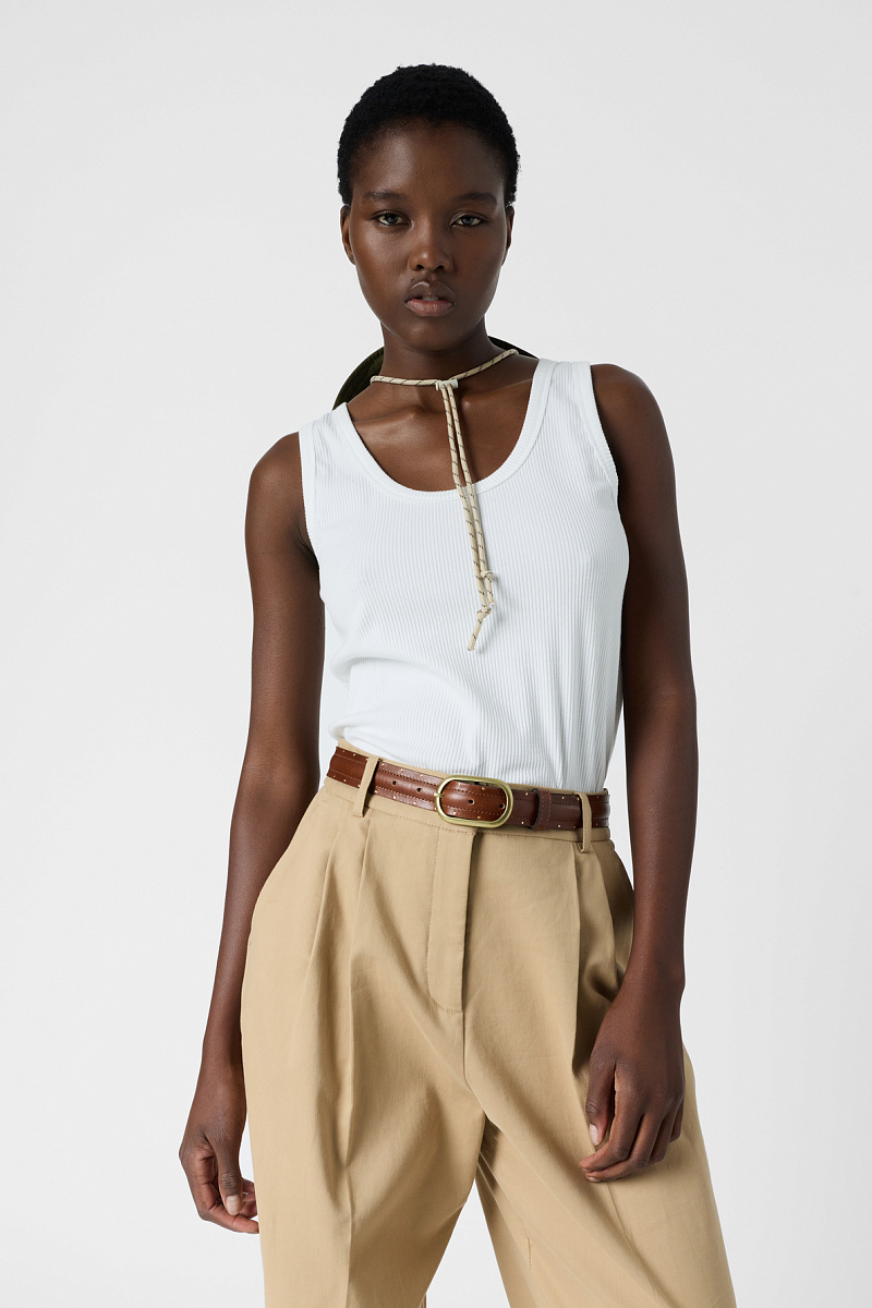 AZRA - Бежевые длинные брюки с защипами