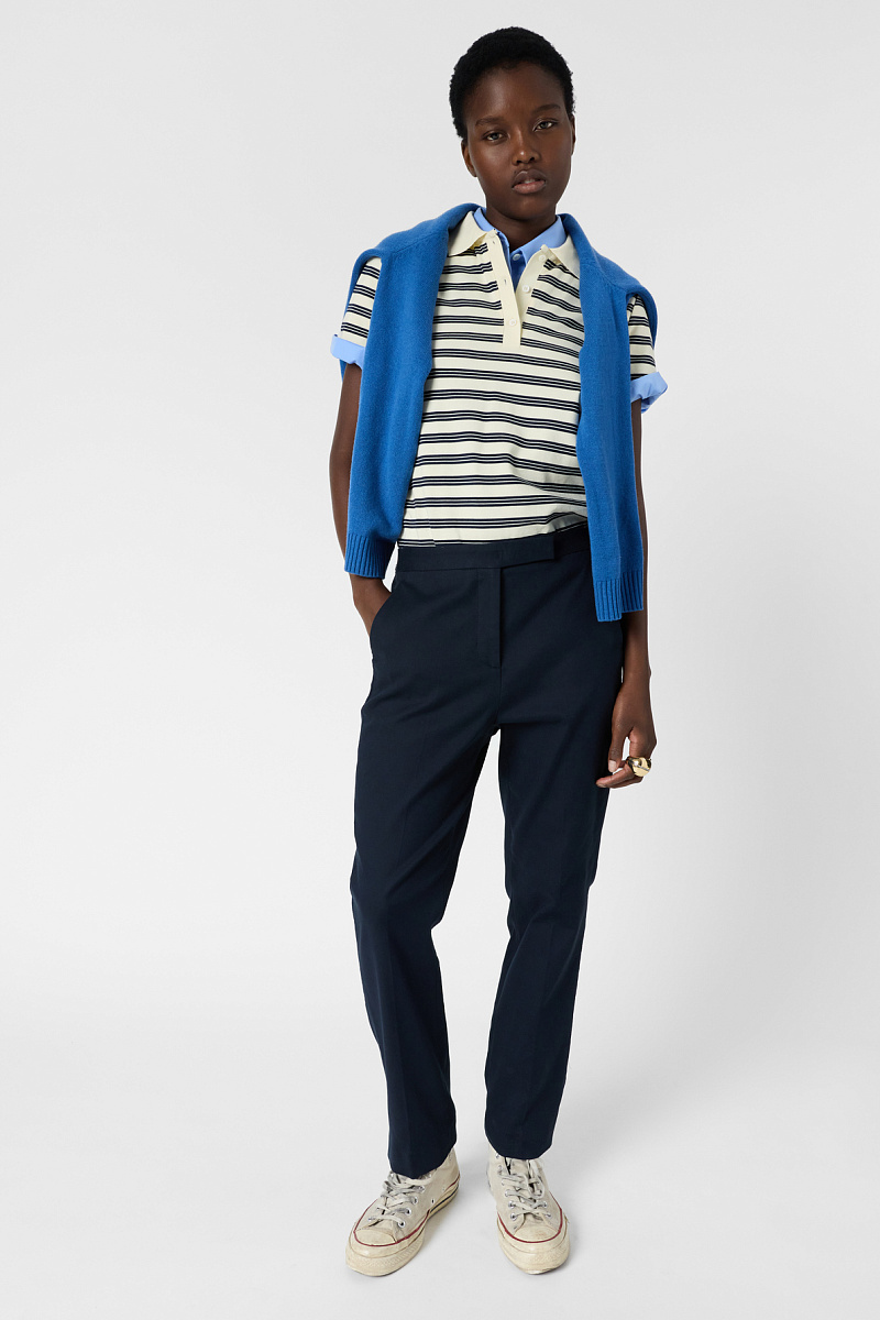 AURIA - Темно-синие хлопковые брюки с эластичной вставкой сзади