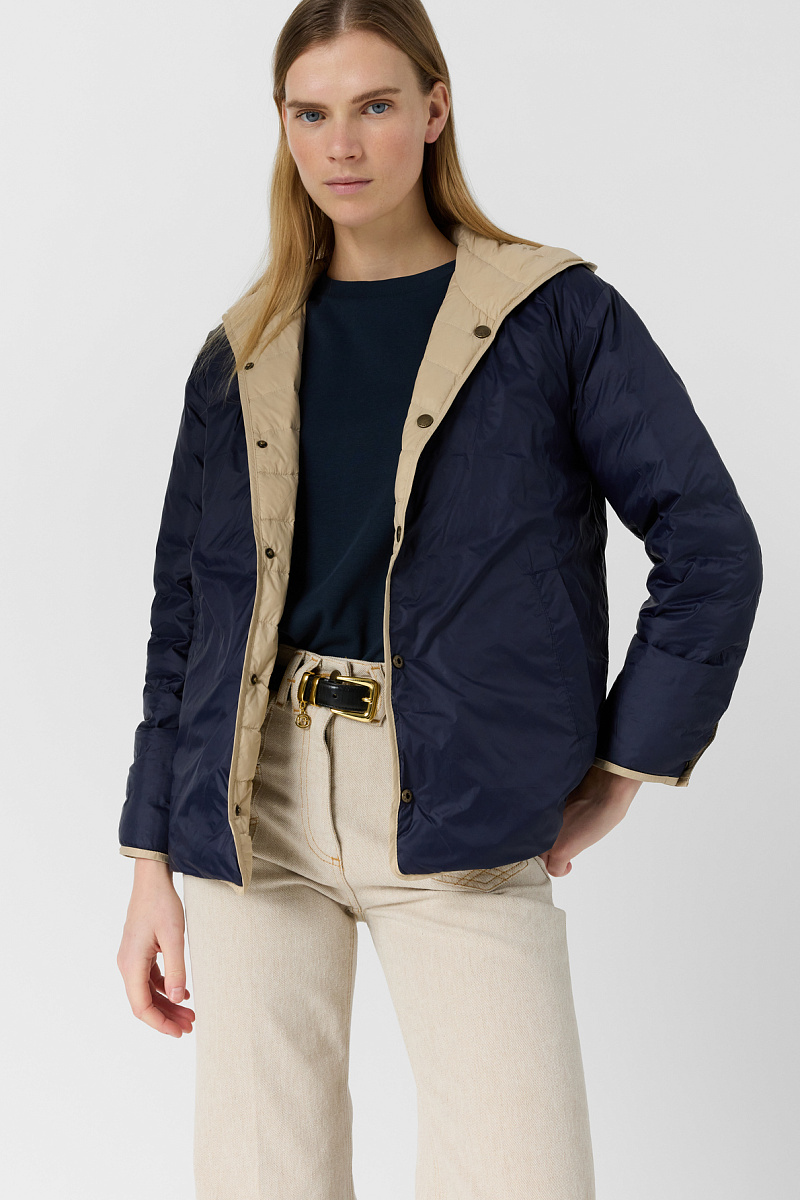 PRISCILLE - Бежевая двусторонняя пуховая куртка с капюшоном