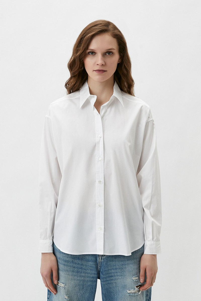 Однотонная рубашка из хлопка