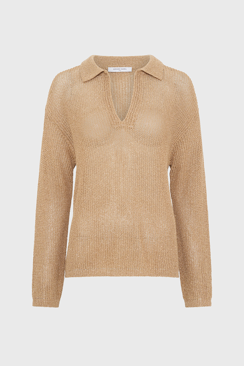 LAILAH - Золотистый вязаный свитер с воротником-поло