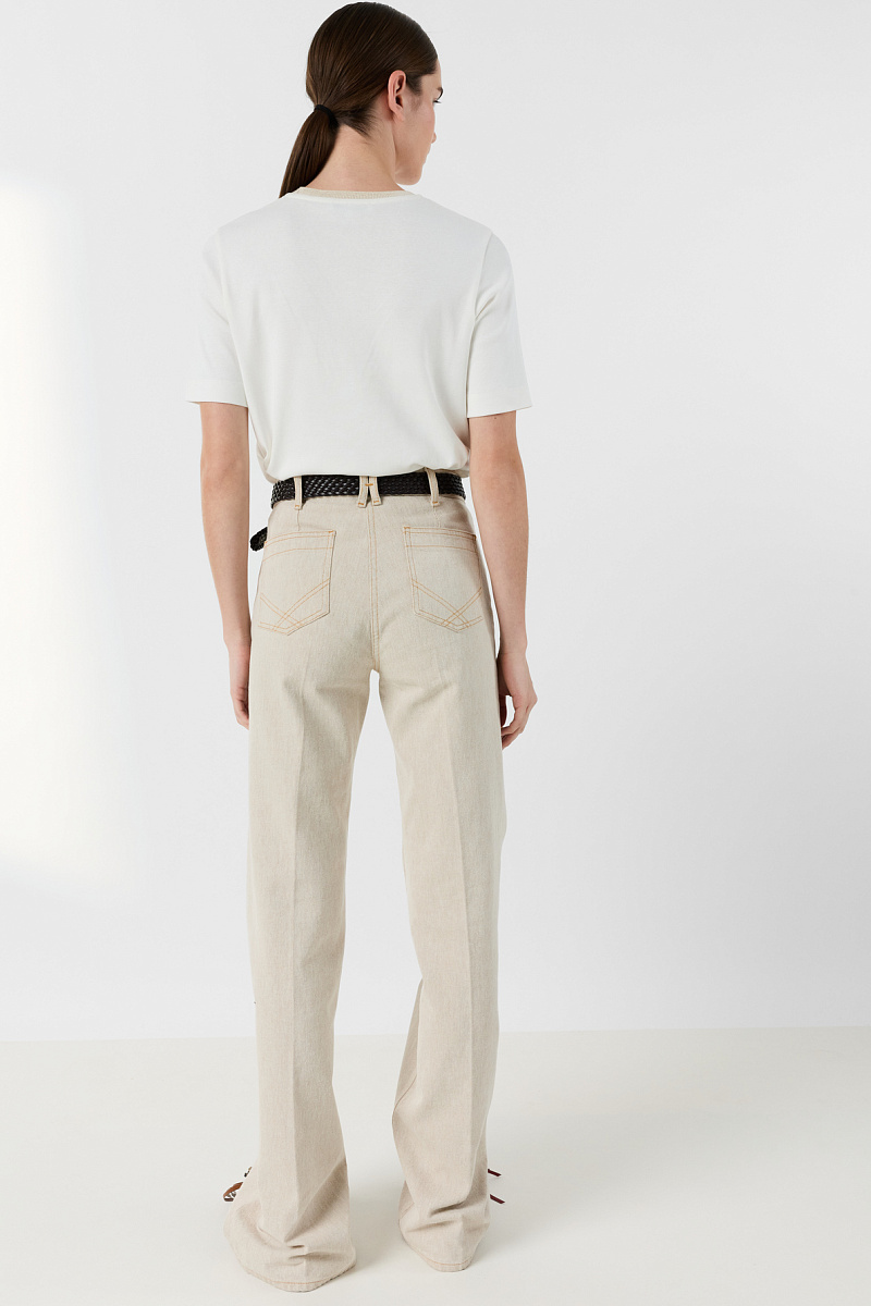 MAVIE - Белая хлопковая футболка с золотистым люрексом