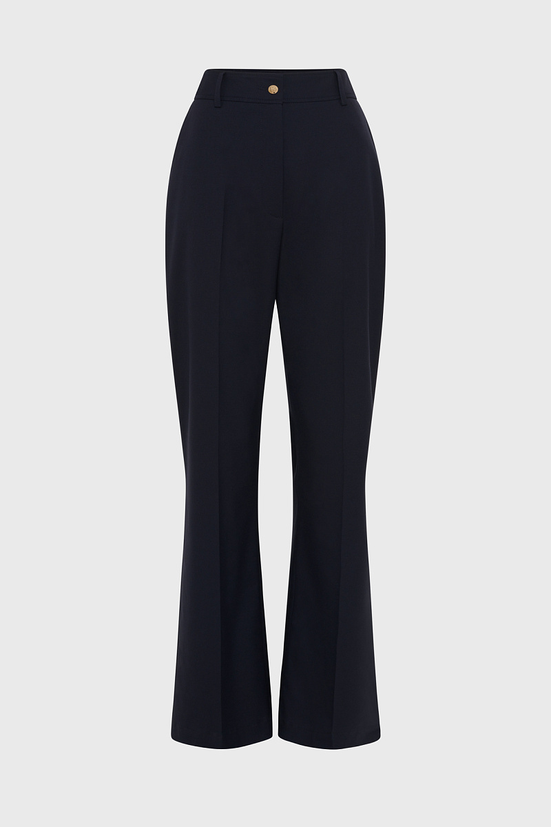 Костюмные брюки прямого кроя темно-синего цвета