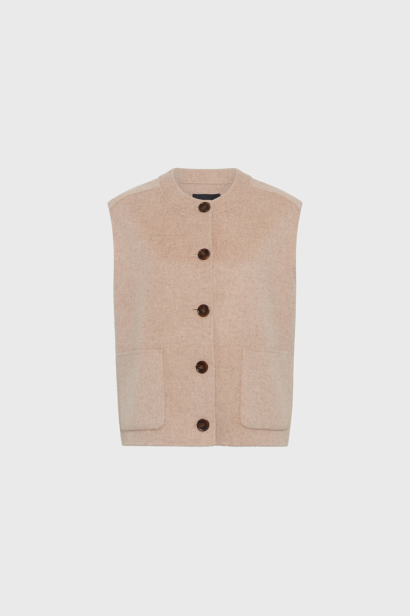 TALMINE - Бежевый жакет без рукавов из тонкой шерсти