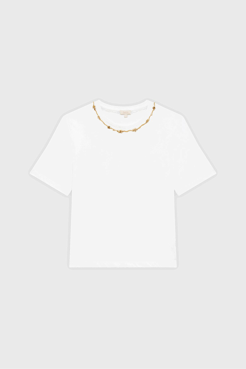 HASNA - Футболка с бисером на линии выреза