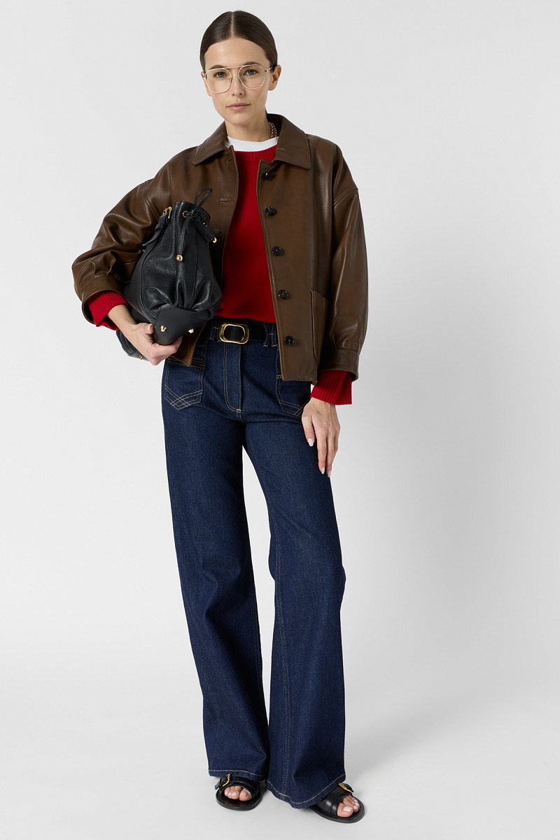 TINAE - Кожаная куртка в винтажном стиле в шоколадном оттенке