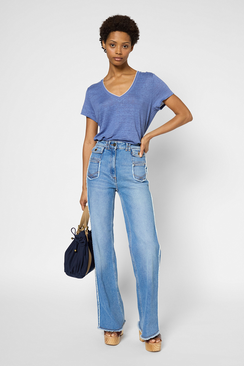 GILBERTE - Футболка из 100% льна с люрексом