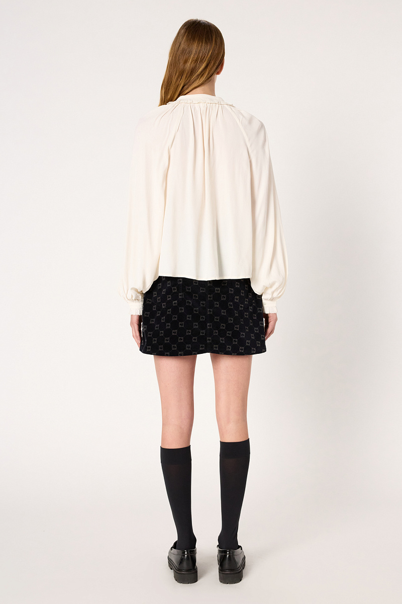 AGNELLA - Блуза из сатинового крепа с оборками