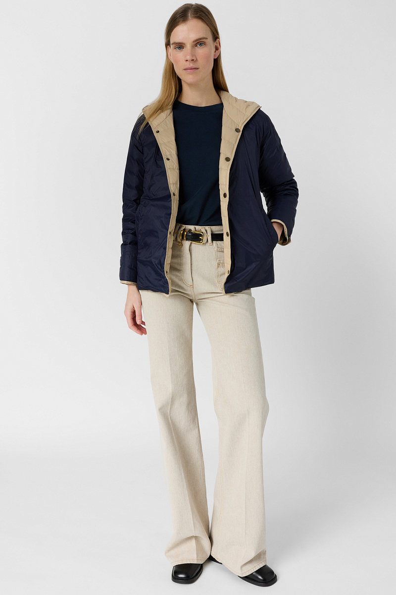 PRISCILLE - Бежевая двусторонняя пуховая куртка с капюшоном