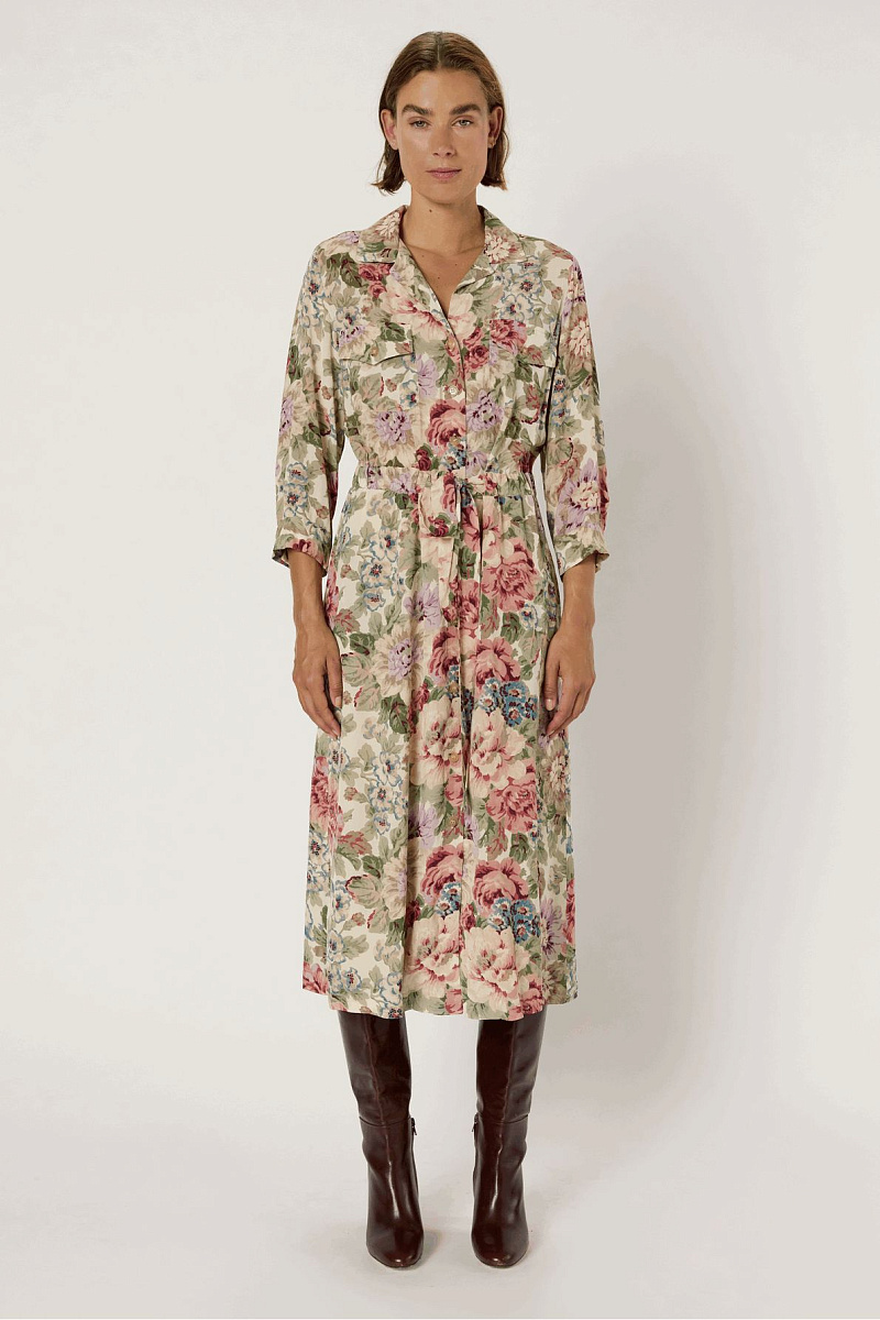 LIAN - Длинное платье-рубашка с цветочным принтом