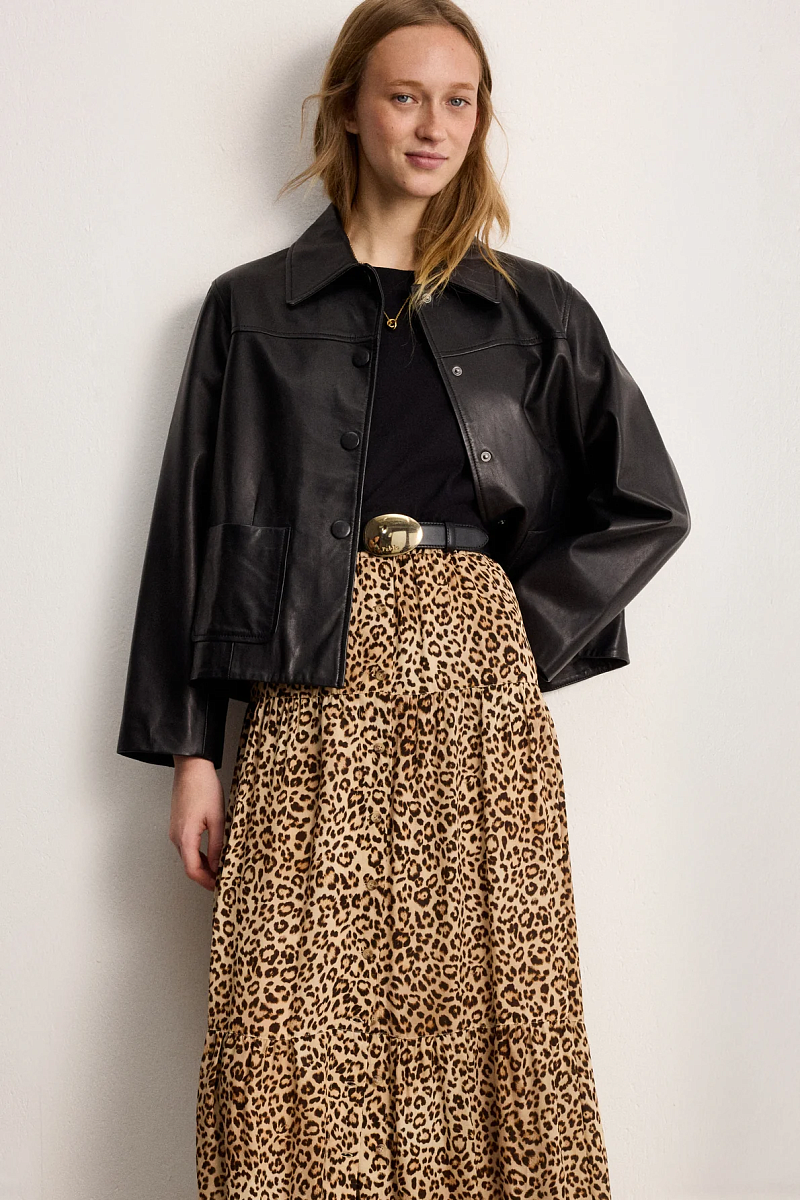 NAYANA - Юбка длины макси с леопардовым принтом и пуговицами