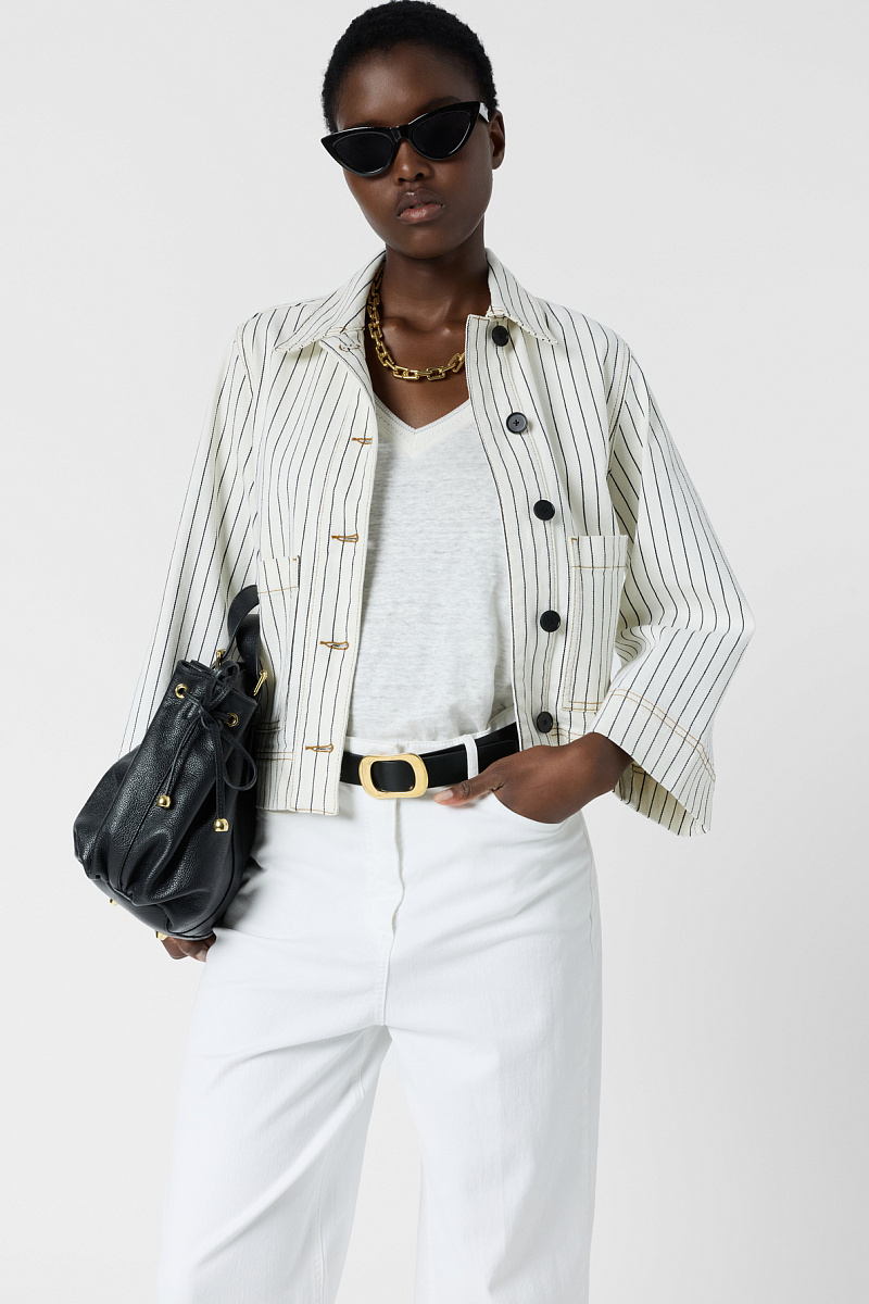 TAMEA - Белая джинсовая куртка в полоску