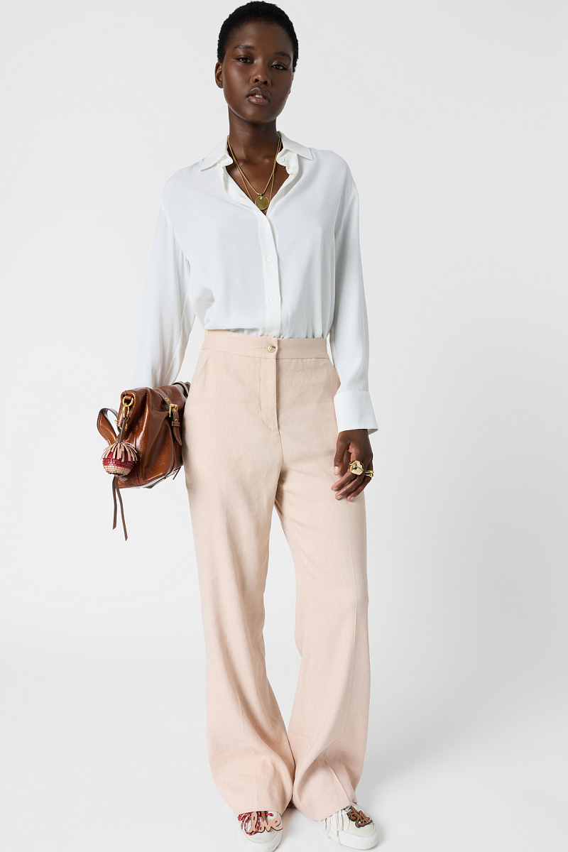 ALAYNA - Прямые брюки из смесового льна в бежевом оттенке