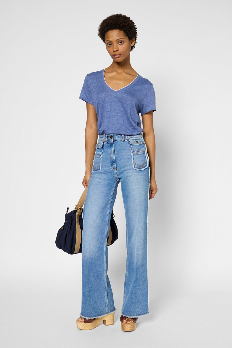 GILBERTE - Футболка из 100% льна с люрексом