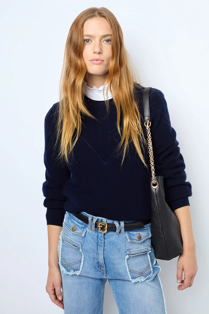 JANINE - Пуловер с круглым вырезом из тонкой шерсти