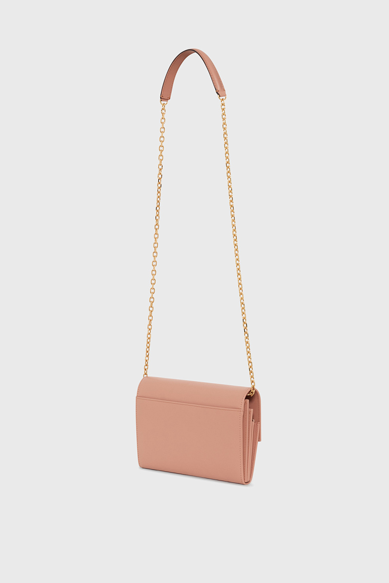 ENVELOPPE - Розовая кожаная сумка-клатч с плечевым ремнем