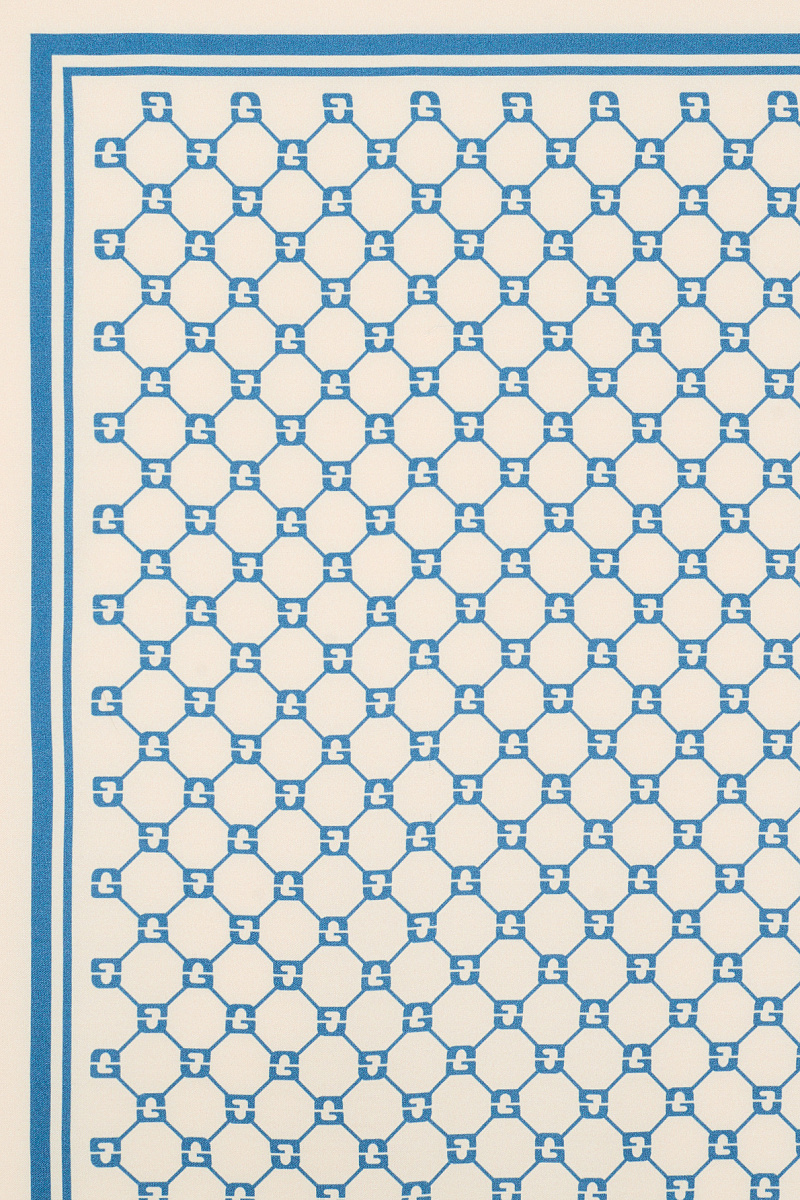 DANAE - Шелковый шарф в оттенке экрю с голубой монограммой