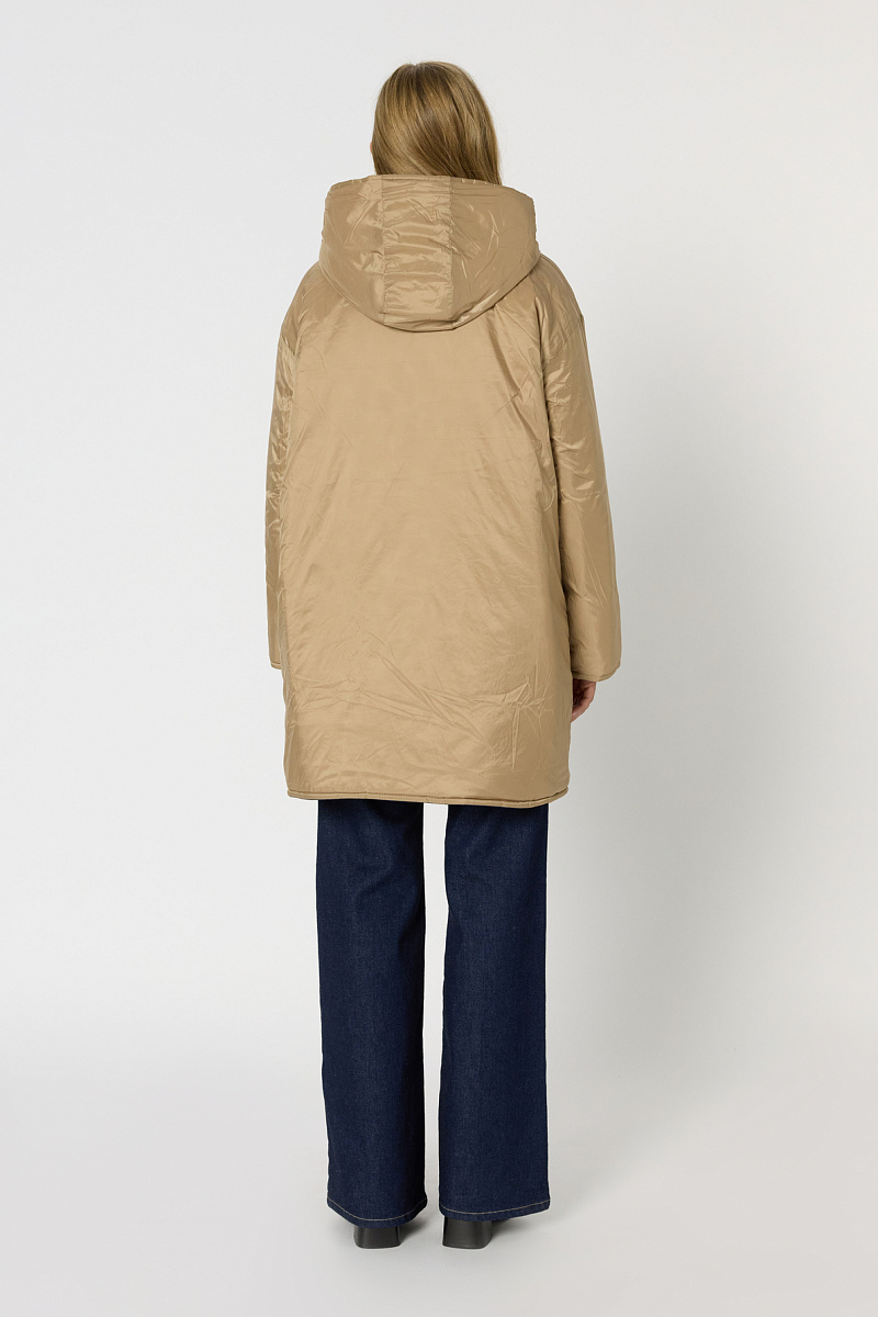 Стеганый двусторонний пуховик с капюшоном