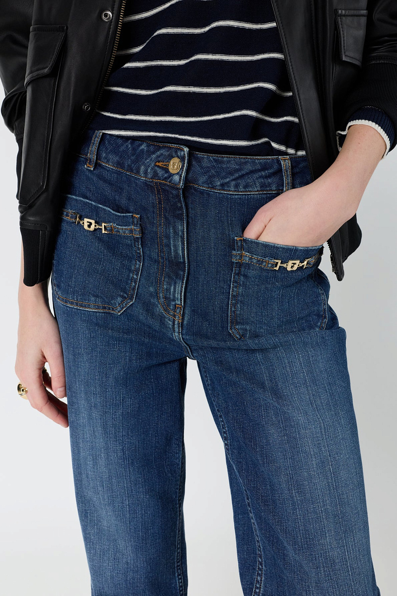 ARLINA - Джинсы прямого кроя с золотистыми элементами