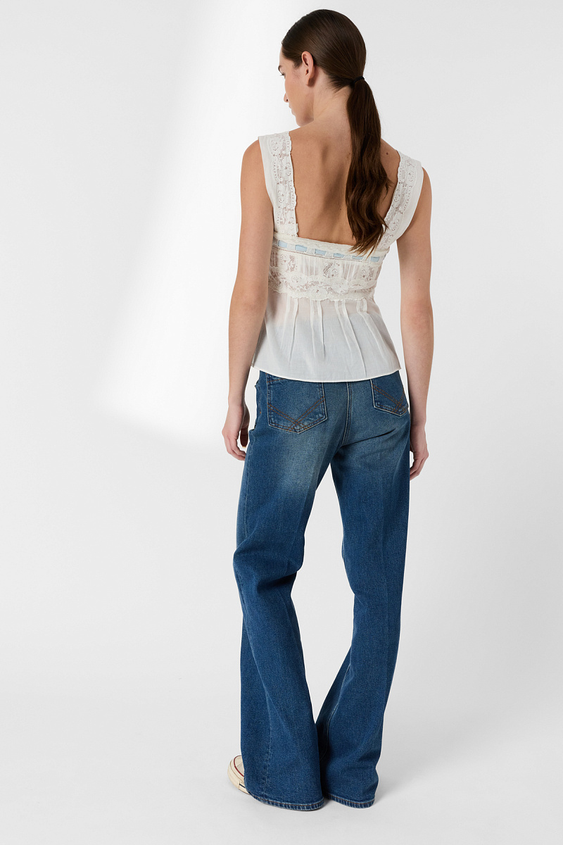 CHAINA - Белый топ с кружевной отделкой