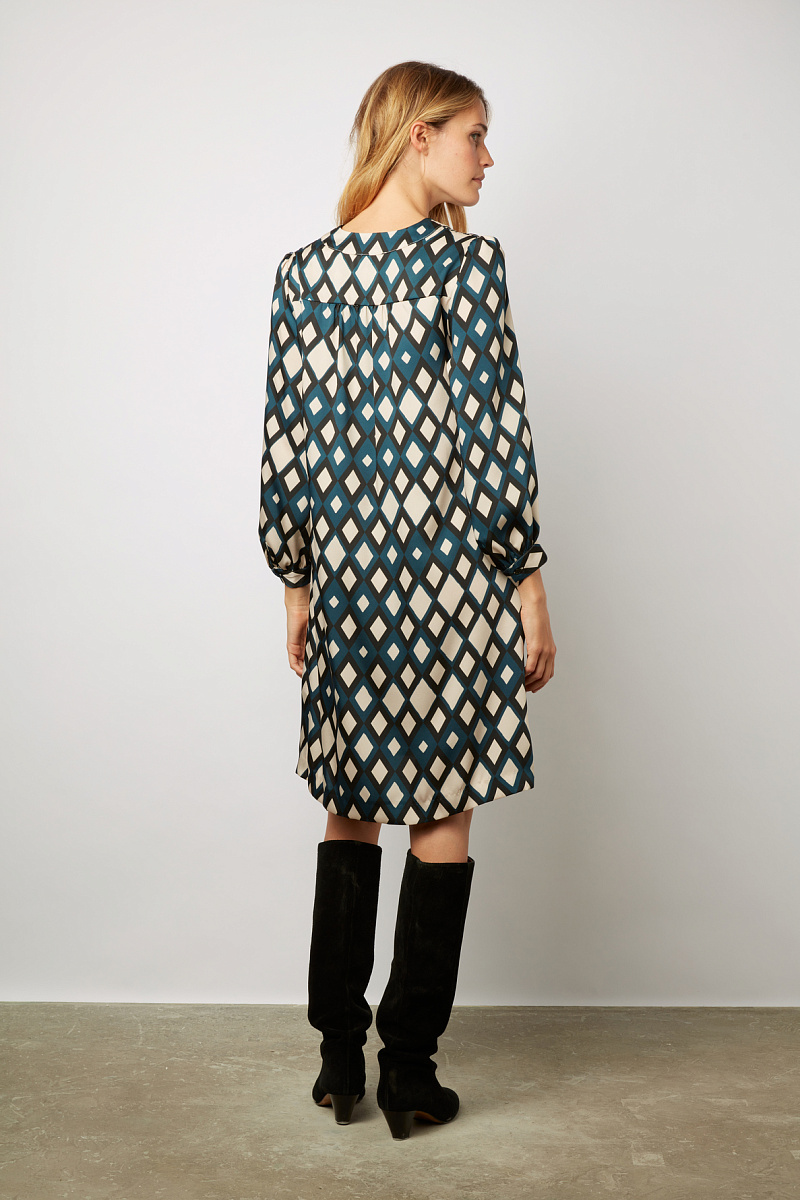 JEMY - Мини-платье прямого кроя с ромбовидным принтом