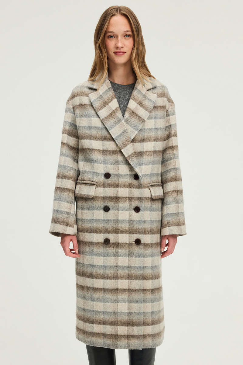 MYRIELLE - Длинное двубортное пальто в клетку