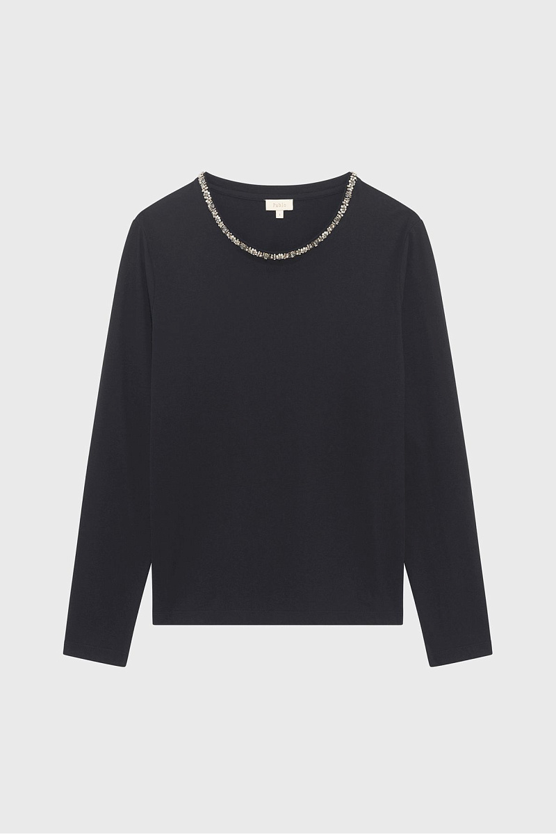 HARRIETTE - Лонгслив из 100%  хлопка со стразами