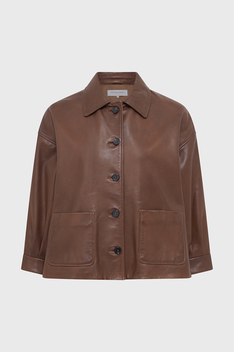 TINAE - Кожаная куртка в винтажном стиле в шоколадном оттенке